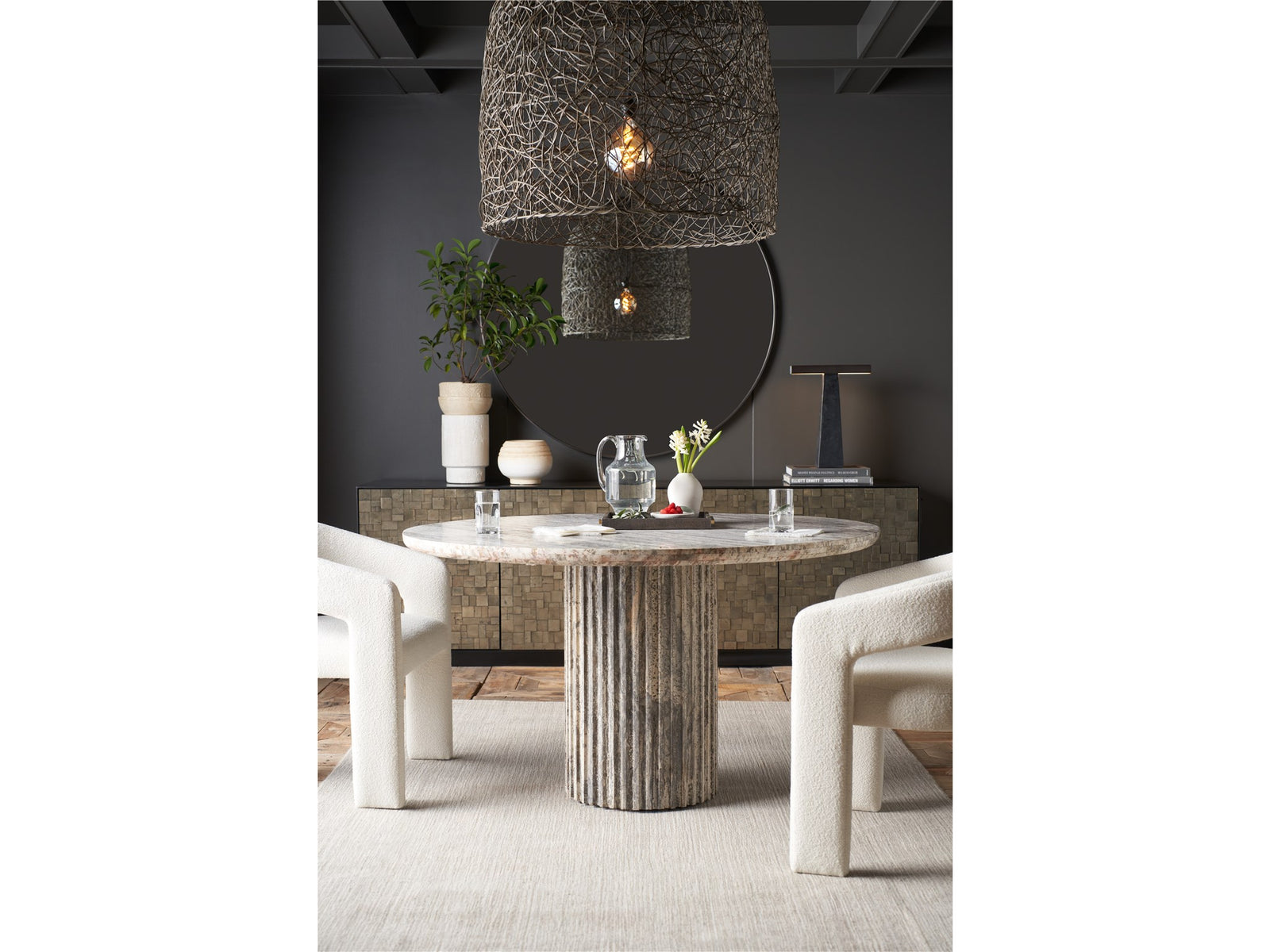 American Home Furniture Universal Furniture Meadow Dining Table White Travertine