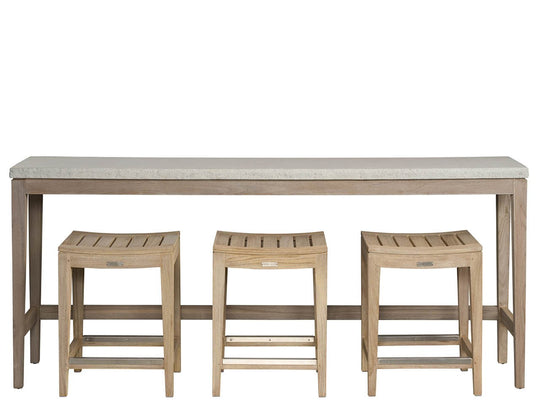 American Home Furniture Universal Furniture Saratoga Console W/3 Counter Stools Warm Weathered Teak