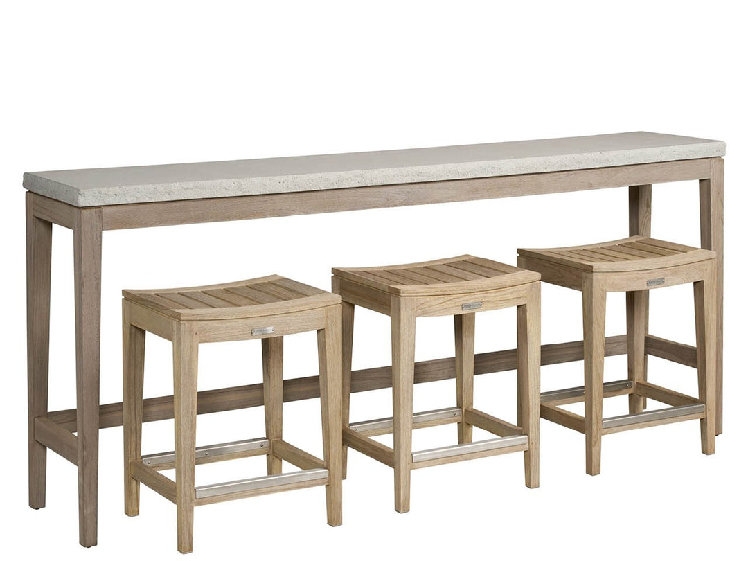 American Home Furniture Universal Furniture Saratoga Console W/3 Counter Stools Warm Weathered Teak