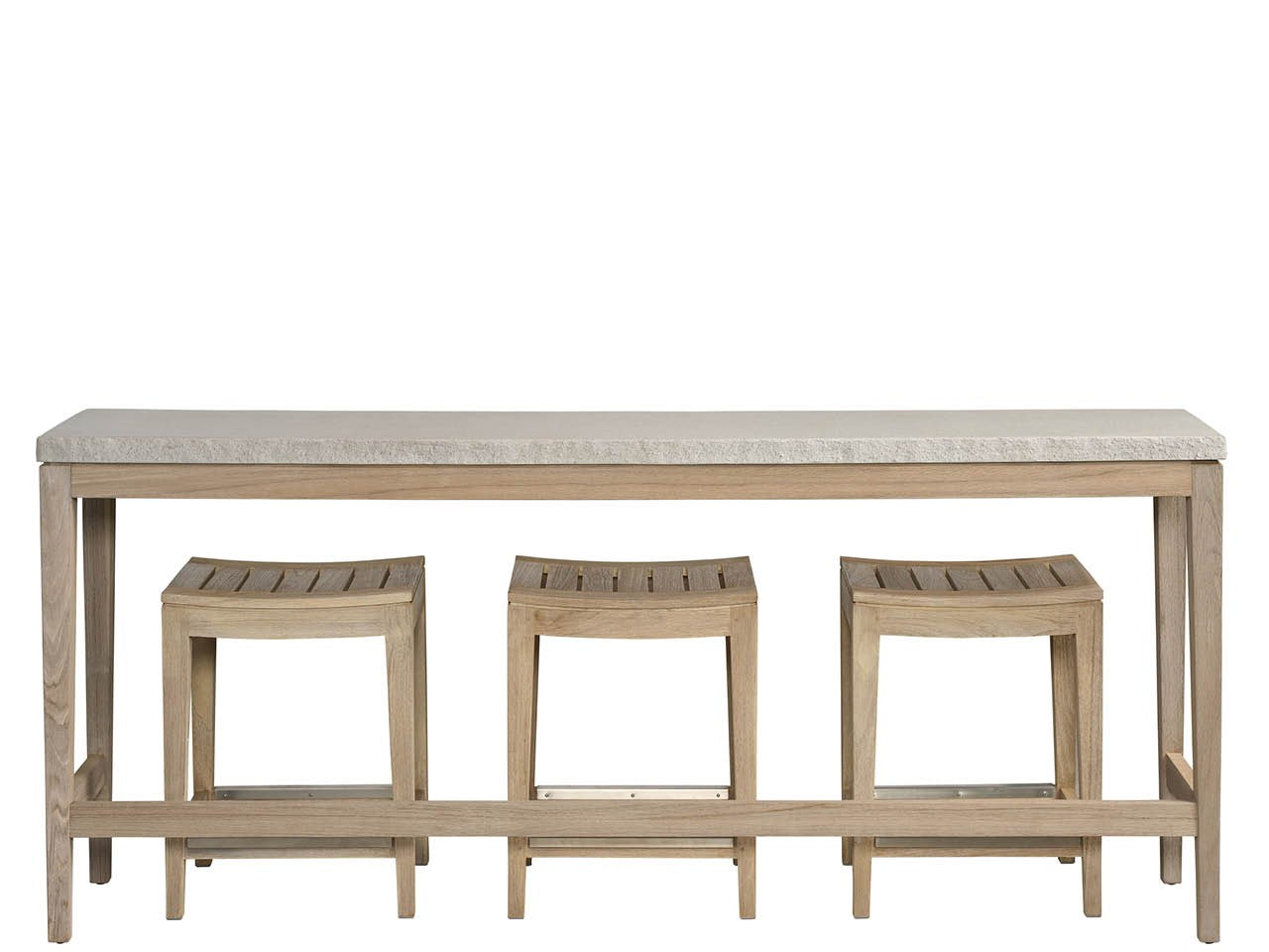 American Home Furniture Universal Furniture Saratoga Console W/3 Counter Stools Warm Weathered Teak