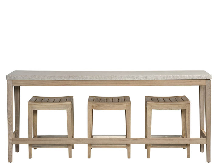 American Home Furniture Universal Furniture Saratoga Console W/3 Counter Stools Warm Weathered Teak