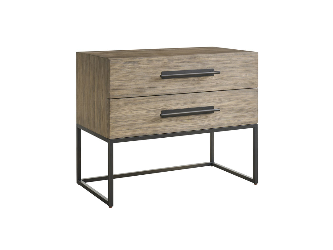 American Home Furniture Universal Furniture Boulder Metal Base Nightstand Boulder