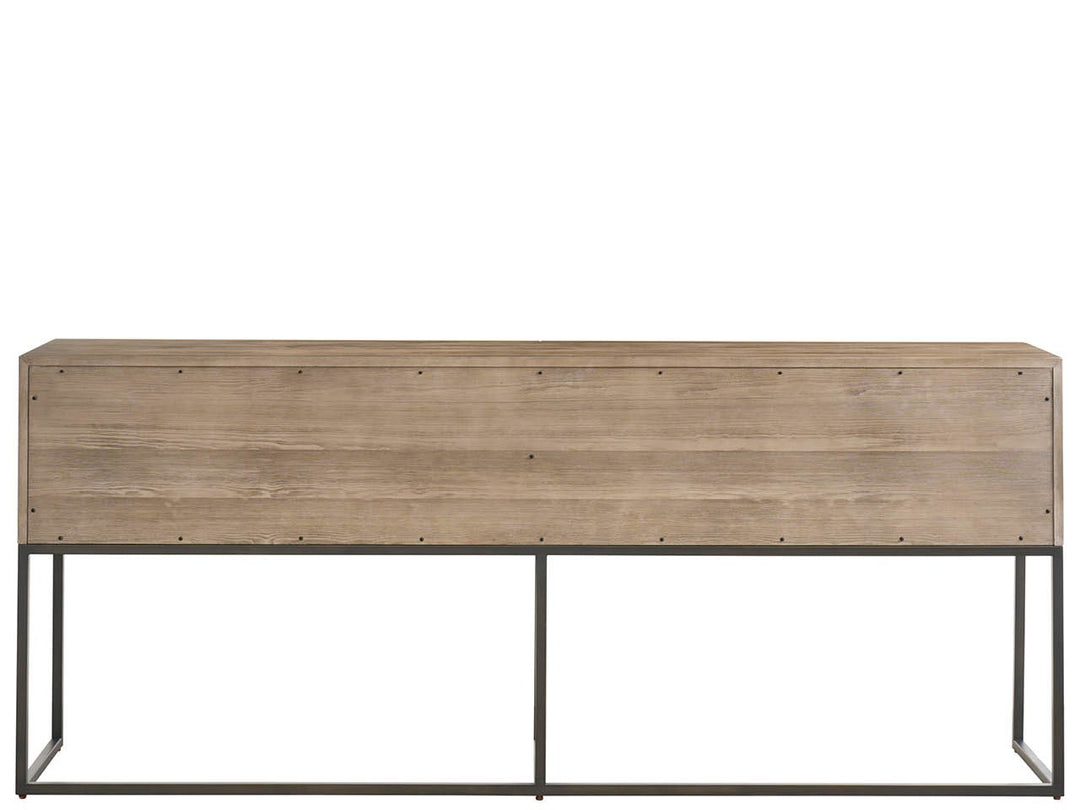 American Home Furniture Universal Furniture Boulder Metal Base Console Boulder