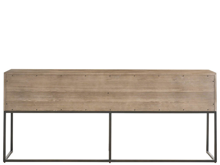 American Home Furniture Universal Furniture Boulder Metal Base Console Boulder