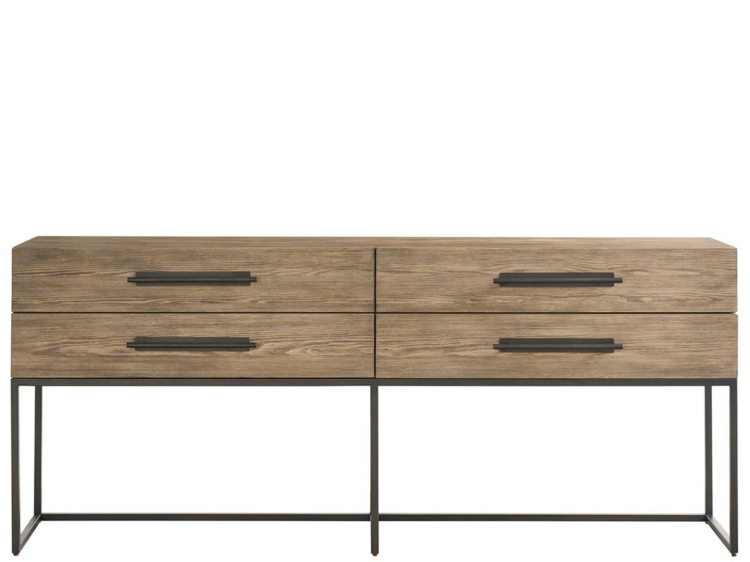 American Home Furniture Universal Furniture Boulder Metal Base Console Boulder
