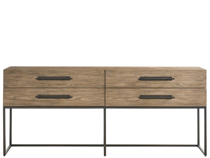American Home Furniture Universal Furniture Boulder Metal Base Console Boulder