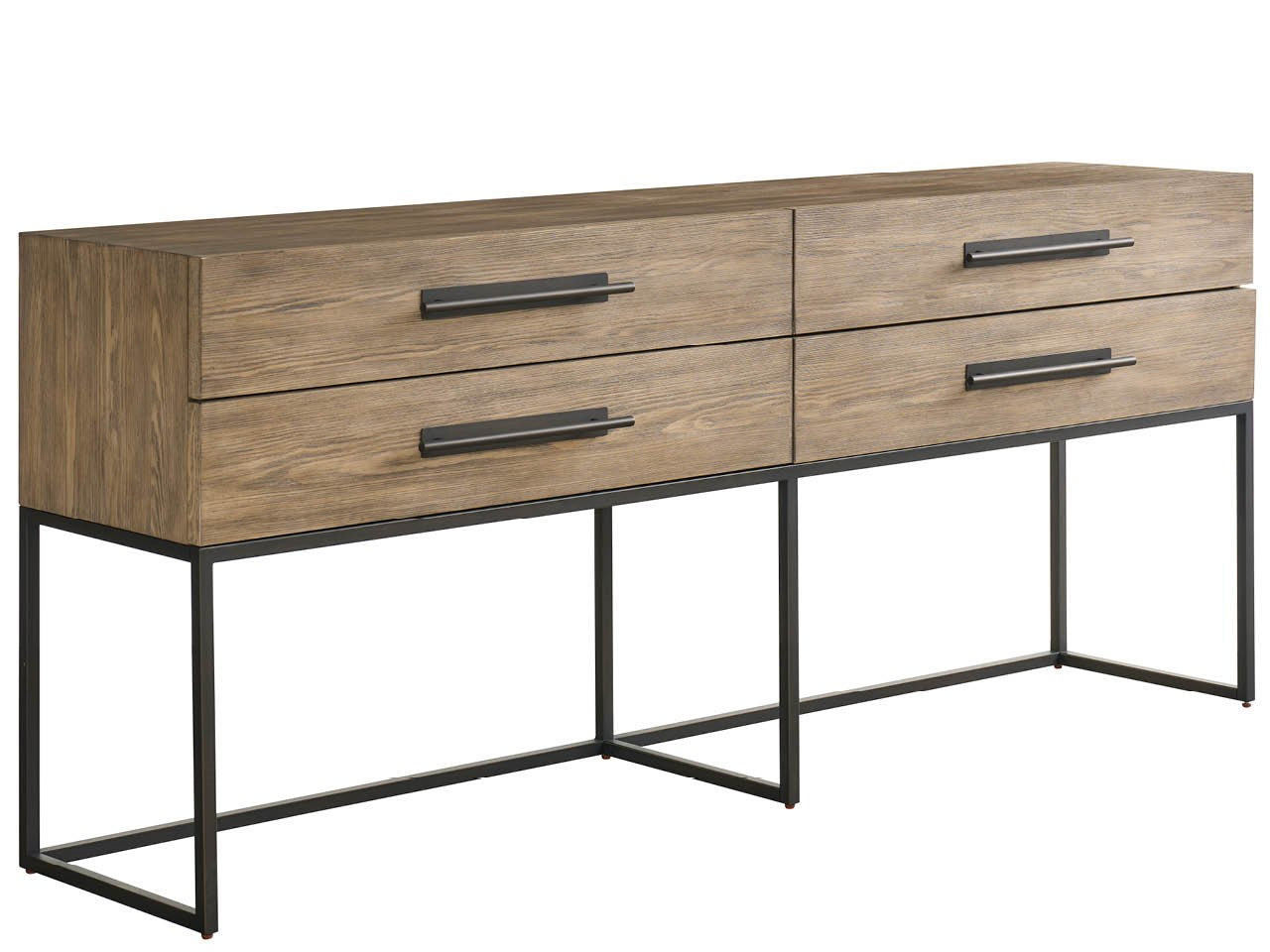 American Home Furniture Universal Furniture Boulder Metal Base Console Boulder
