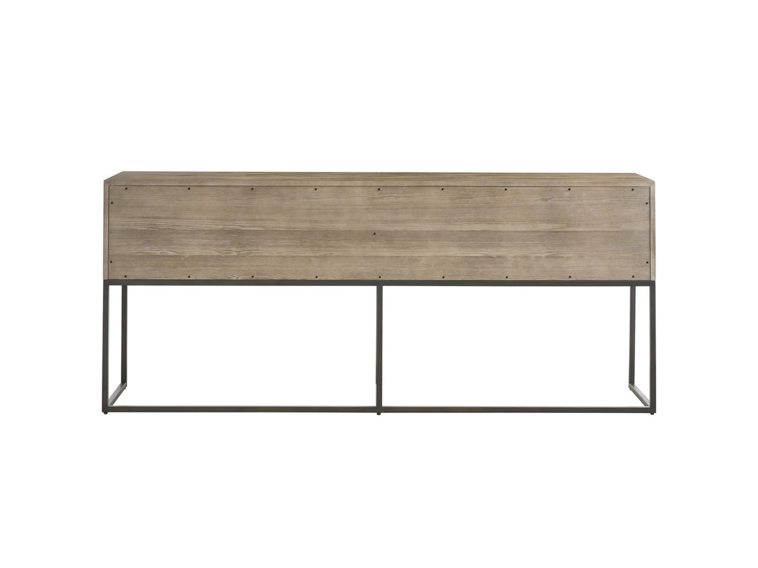 American Home Furniture Universal Furniture Boulder Metal Base Console Boulder