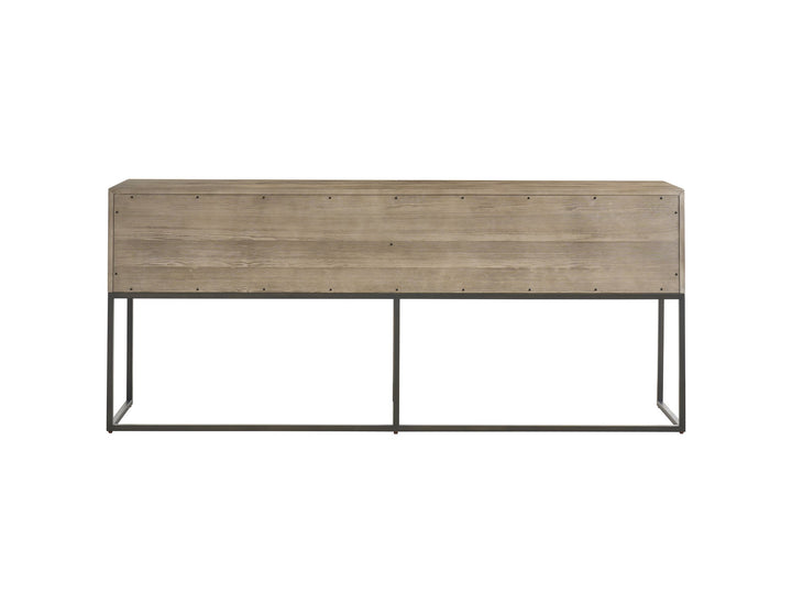 American Home Furniture Universal Furniture Boulder Metal Base Console Boulder