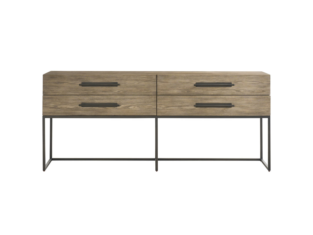 American Home Furniture Universal Furniture Boulder Metal Base Console Boulder
