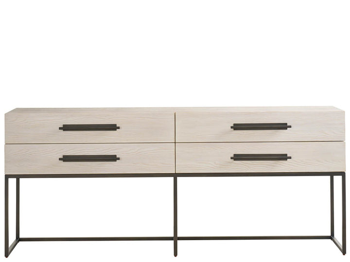 American Home Furniture Universal Furniture River Rock Metal Base Console River Rock