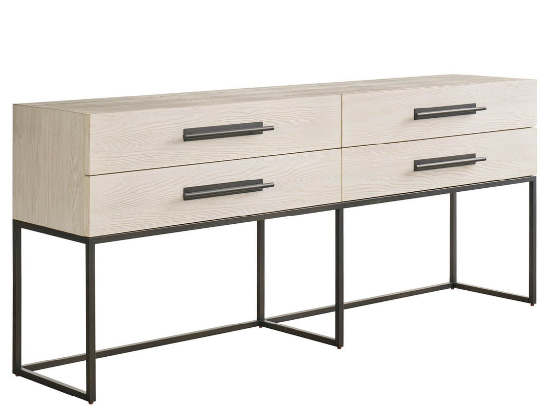 American Home Furniture Universal Furniture River Rock Metal Base Console River Rock
