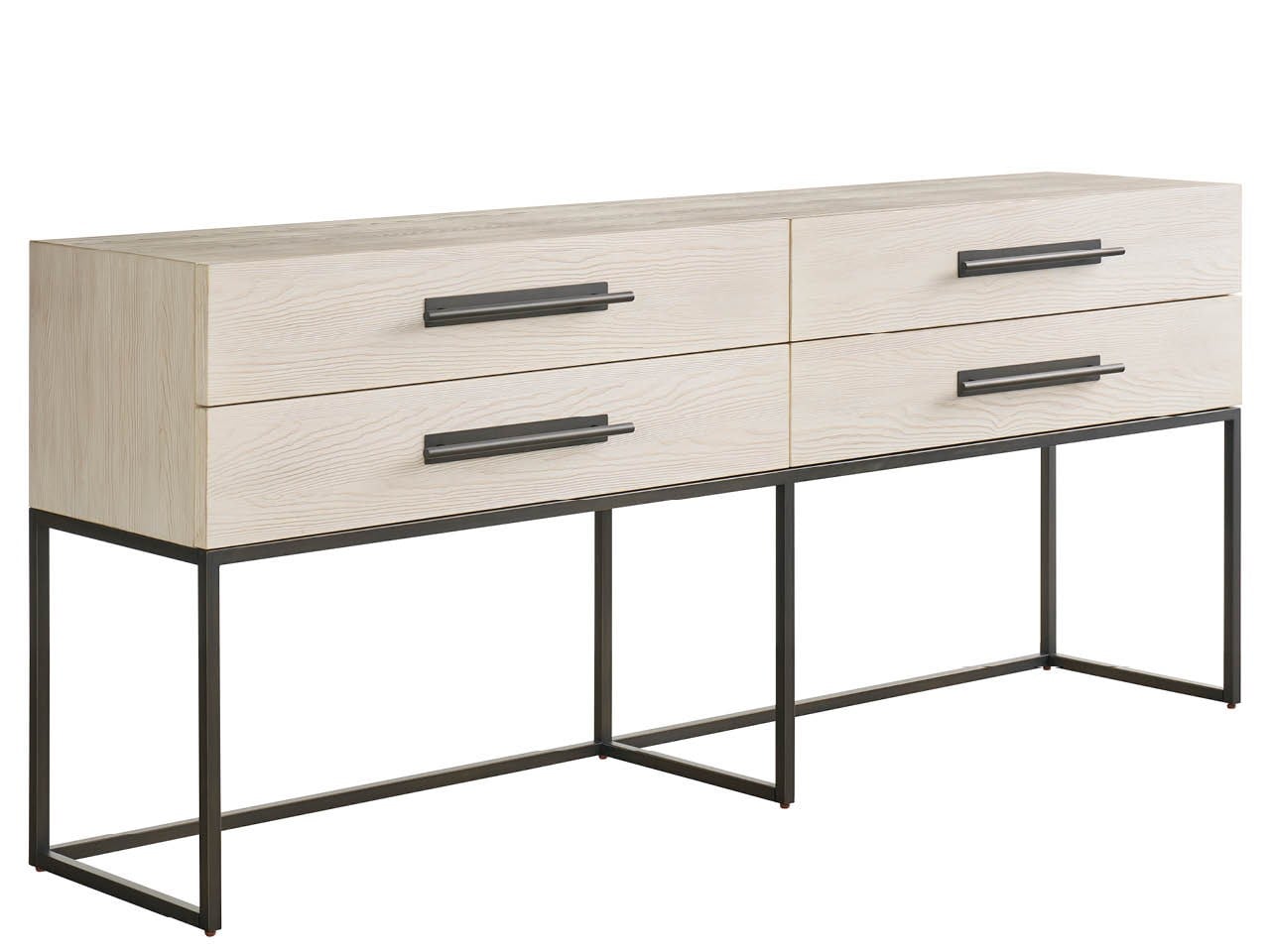 American Home Furniture Universal Furniture River Rock Metal Base Console River Rock