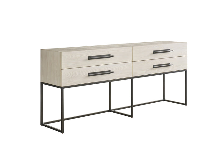 American Home Furniture Universal Furniture River Rock Metal Base Console River Rock