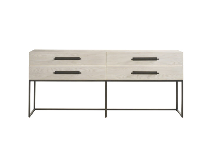 American Home Furniture Universal Furniture River Rock Metal Base Console River Rock