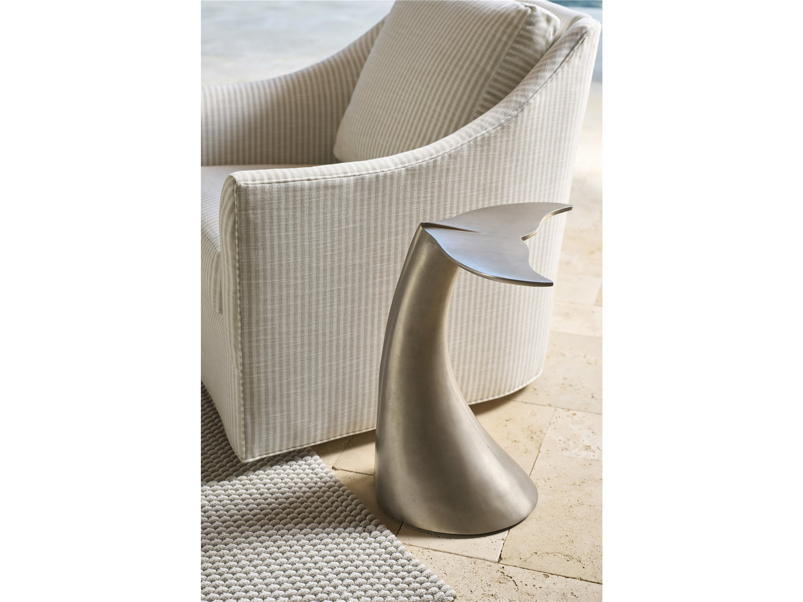 American Home Furniture Universal Furniture Whale Tail Accent Table Antique Nickel