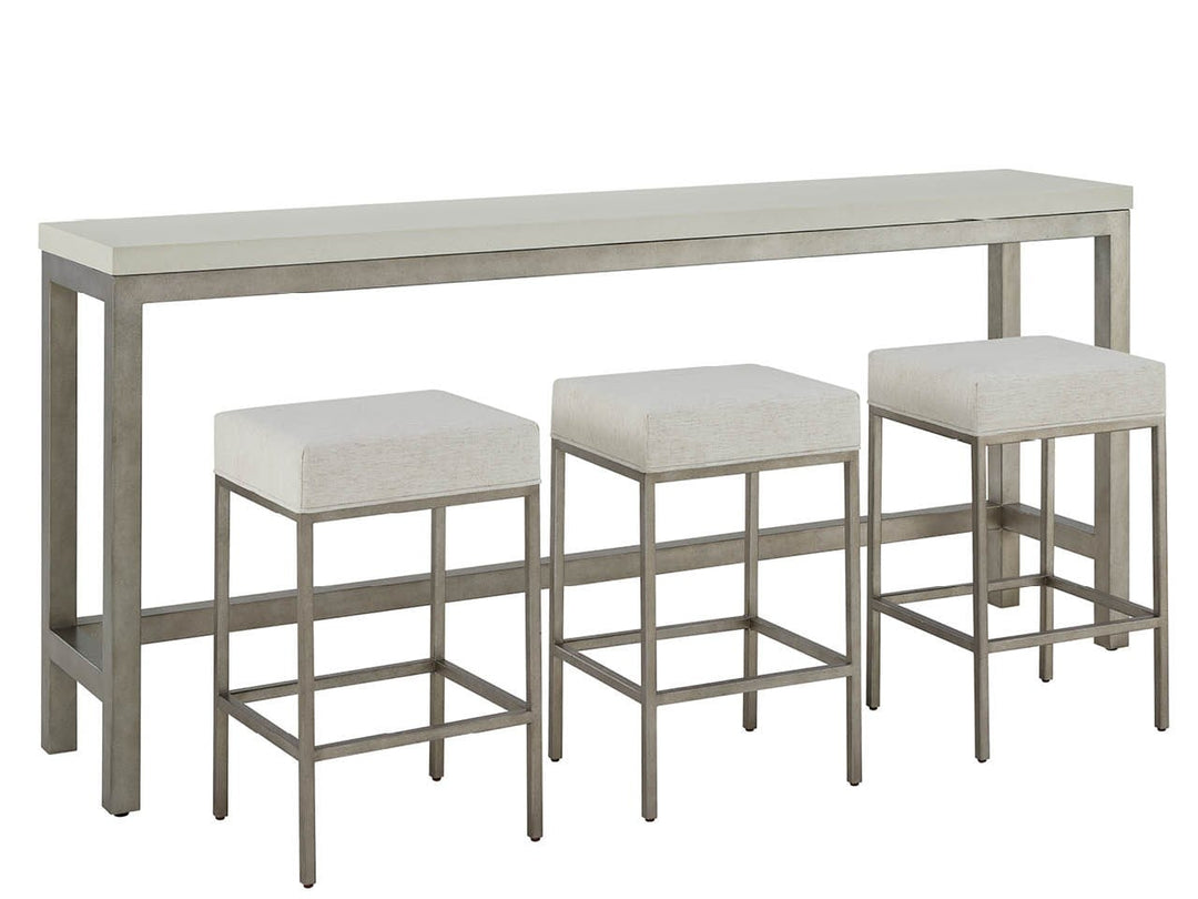 American Home Furniture Universal Furniture Oasis Console W Stools Antique Nickel