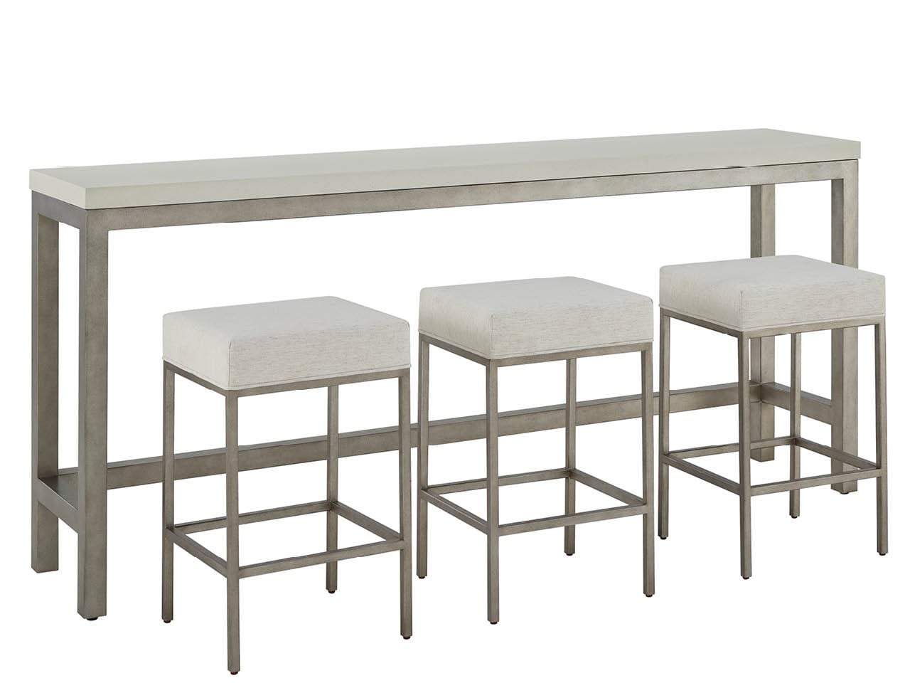 American Home Furniture Universal Furniture Oasis Console W Stools Antique Nickel