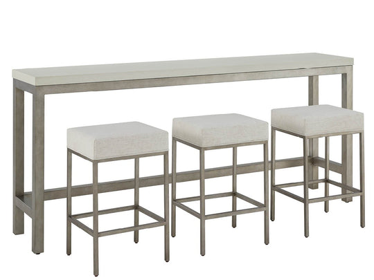 American Home Furniture Universal Furniture Oasis Console W Stools Antique Nickel