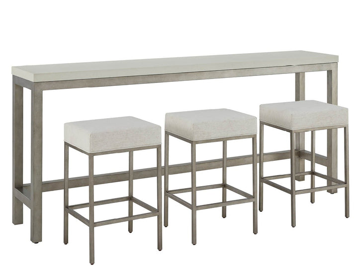 American Home Furniture Universal Furniture Oasis Console W Stools Antique Nickel