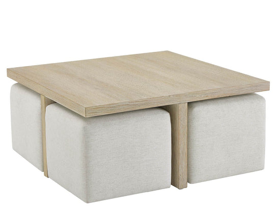American Home Furniture Universal Furniture Dockside Cocktail Table W Ottomans Natural Oak