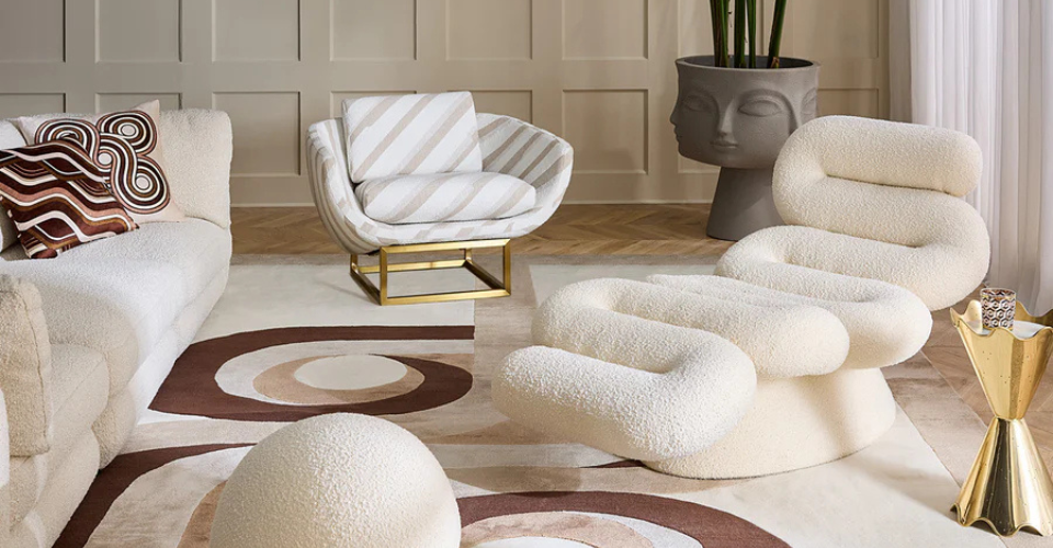 Modern living room with stylish furniture and decor