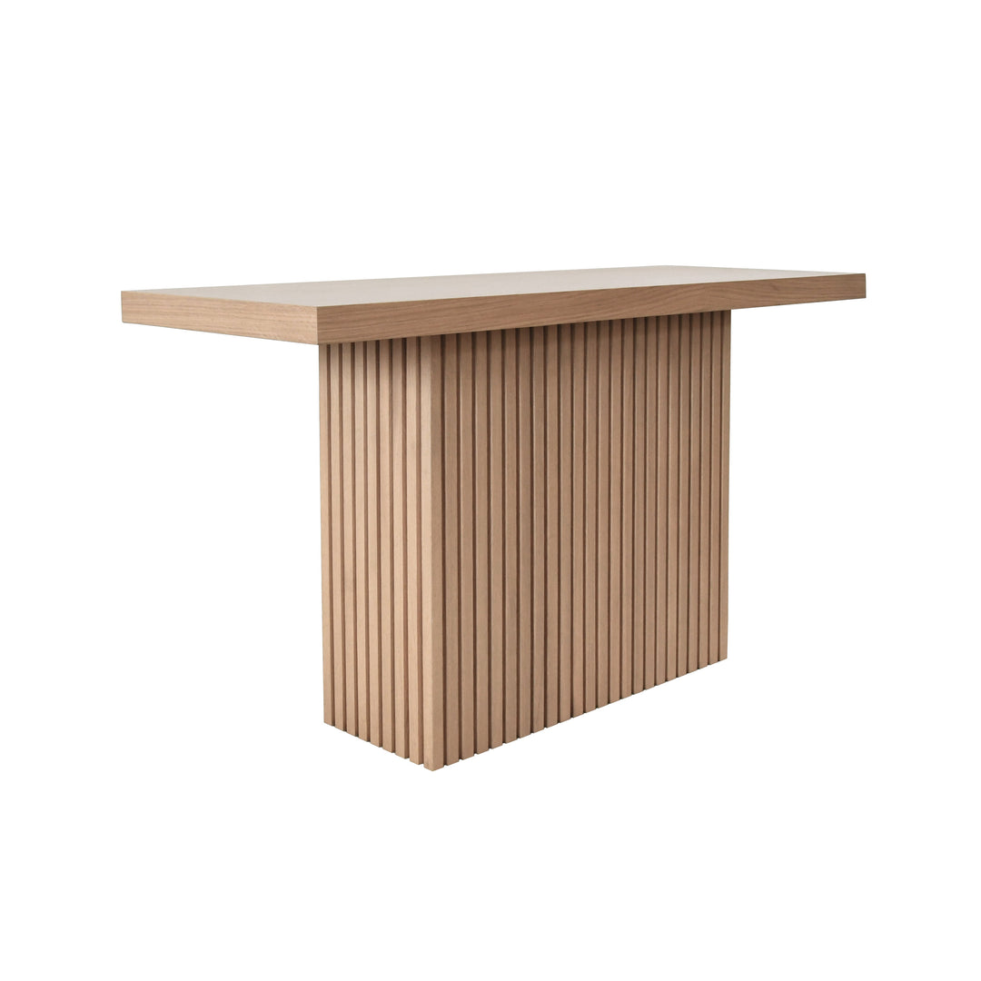Slatted Pedestal Base Console Table In Natural Oak - VANNA NO