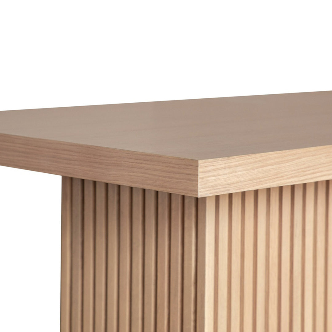 Slatted Pedestal Base Console Table In Natural Oak - VANNA NO