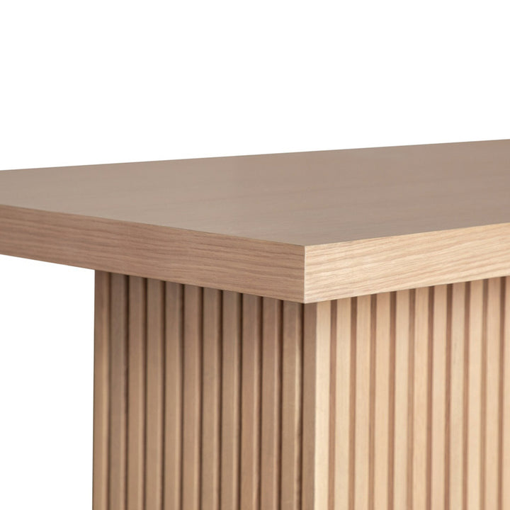 Slatted Pedestal Base Console Table In Natural Oak - VANNA NO