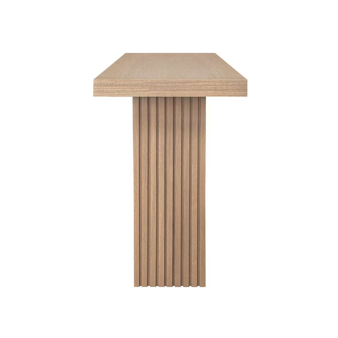 Slatted Pedestal Base Console Table In Natural Oak - VANNA NO