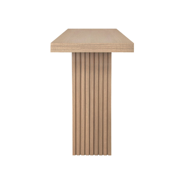 Slatted Pedestal Base Console Table In Natural Oak - VANNA NO
