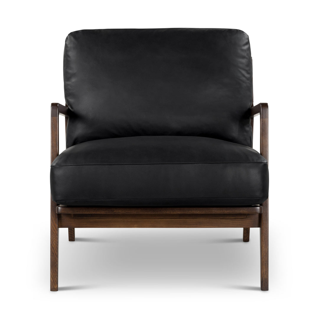 Metro - Carmelo Genuine Leather Accent Chair - Walnut, Black