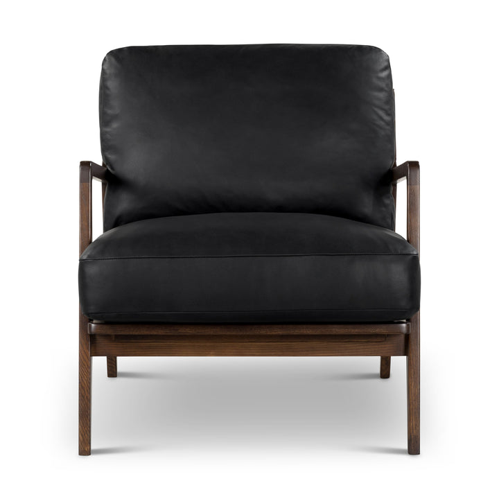 Metro - Carmelo Genuine Leather Accent Chair - Walnut, Black
