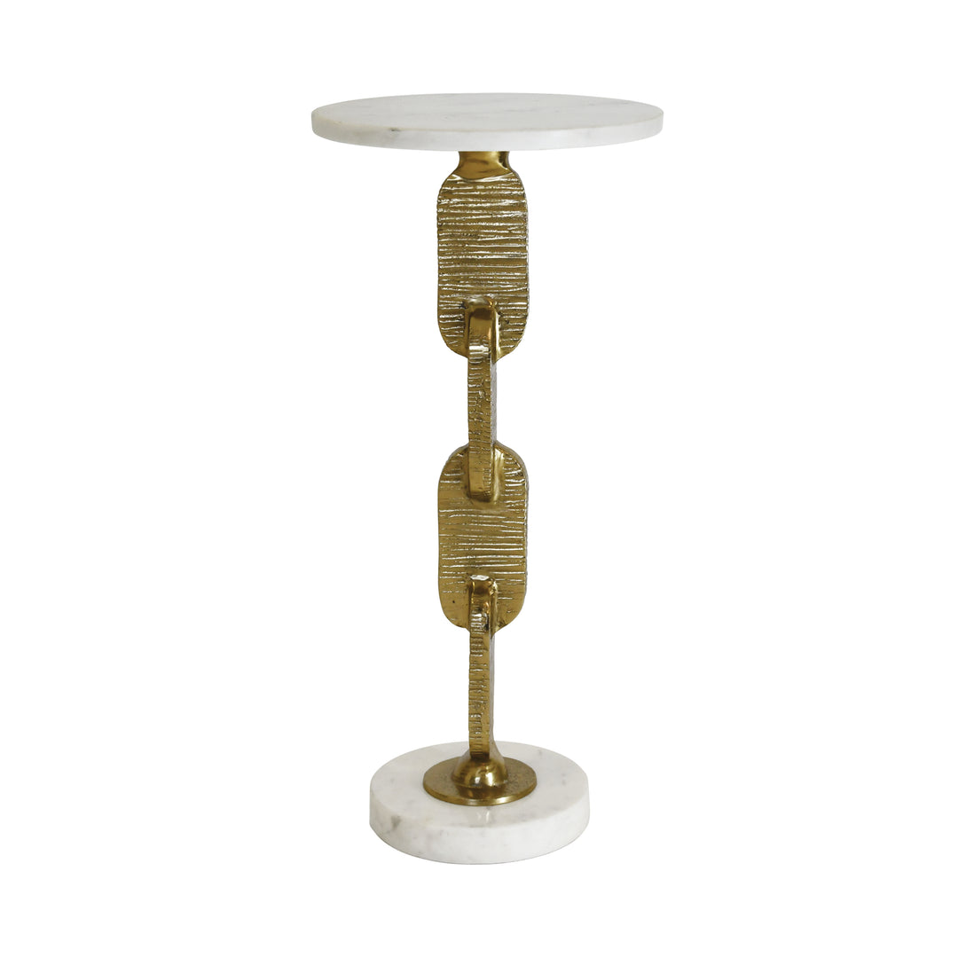 Round Cigar Table With Interlocking Hammered Brass Base And White Marble Top












 - VENTURA