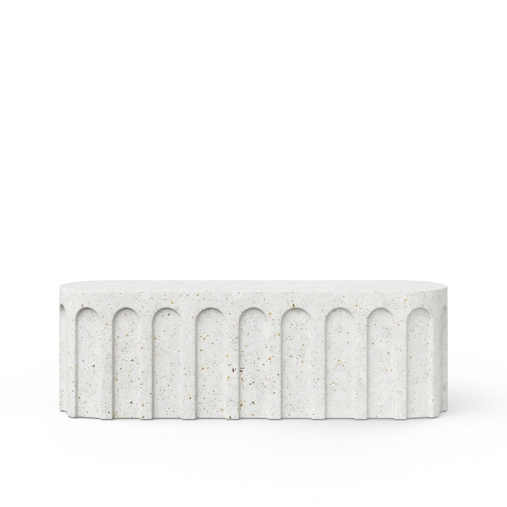 Atlas Indoor/Outdoor Concrete Bench - Ivory Terrazzo