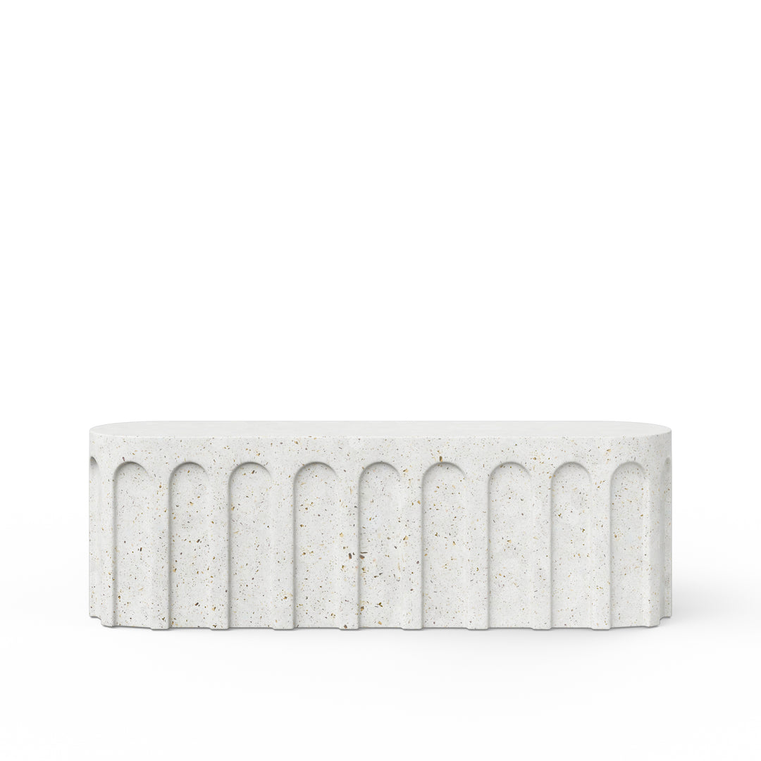 Atlas Indoor/Outdoor Concrete Bench - Ivory Terrazzo
