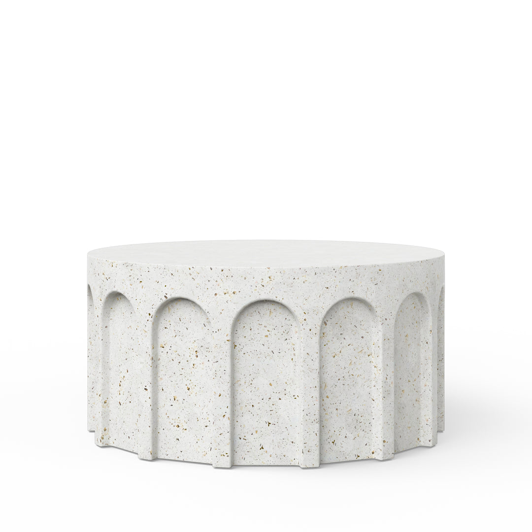 Atlas Round Indoor/Outdoor Concrete Coffee Table - Ivory Terrazzo