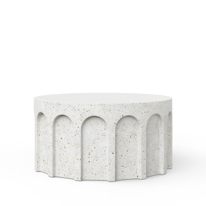 Atlas Round Indoor/Outdoor Concrete Coffee Table - Ivory Terrazzo