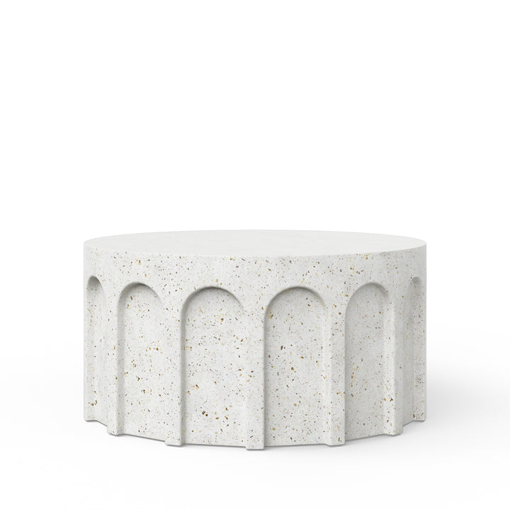 Atlas Round Indoor/Outdoor Concrete Coffee Table - Ivory Terrazzo