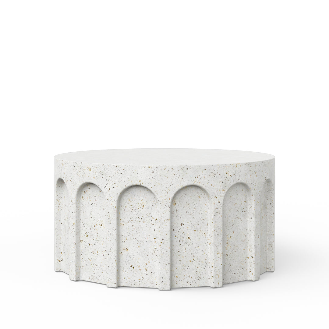 Atlas Round Indoor/Outdoor Concrete Coffee Table - Ivory Terrazzo