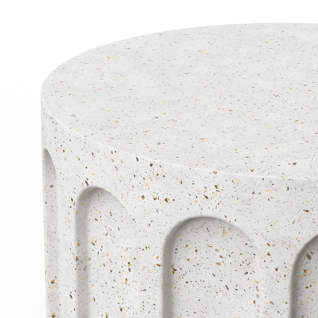Atlas Round Indoor/Outdoor Concrete Coffee Table - Ivory Terrazzo