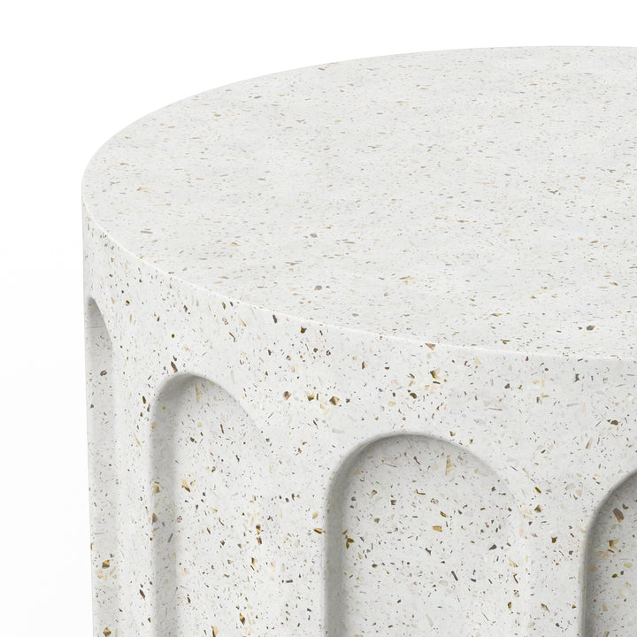 Atlas Round Indoor/Outdoor Concrete Coffee Table - Ivory Terrazzo