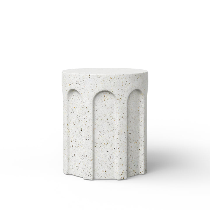 Atlas Indoor/Outdoor Concrete End Table - Ivory Terrazzo
