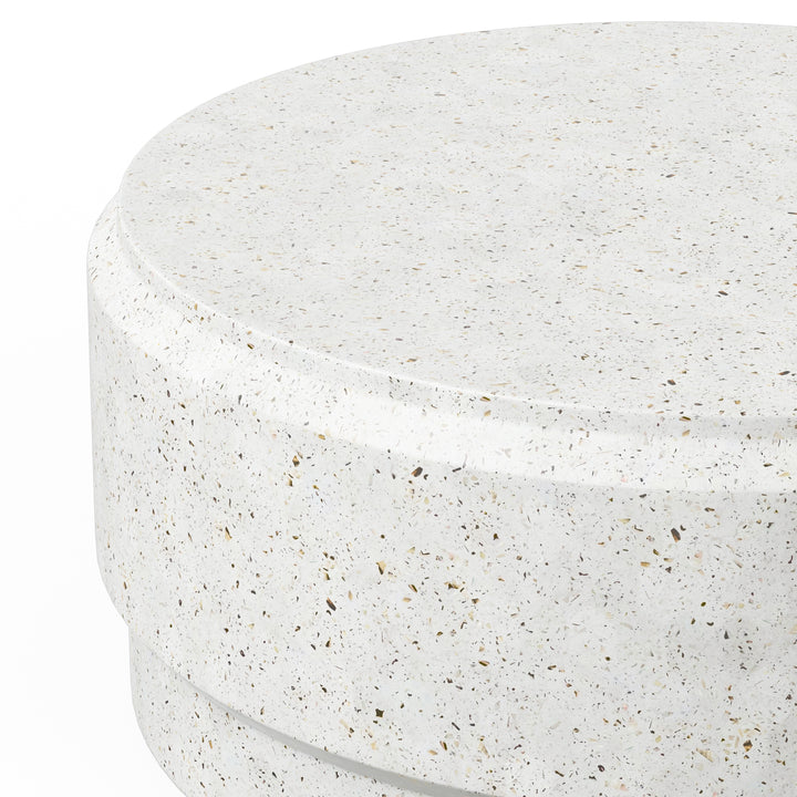 Barrel Round Indoor/Outdoor Concrete Coffee Table - Ivory Terrazzo