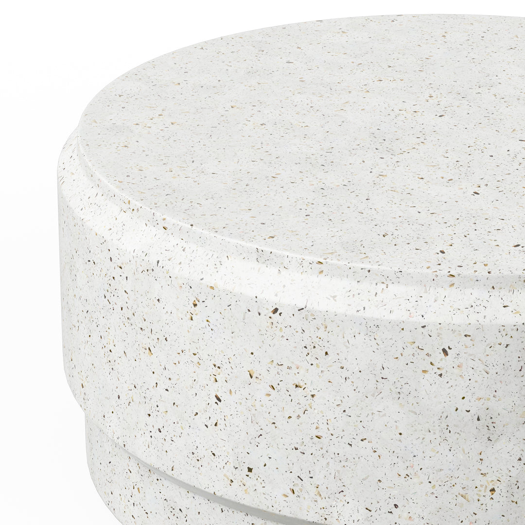 Barrel Round Indoor/Outdoor Concrete Coffee Table - Ivory Terrazzo