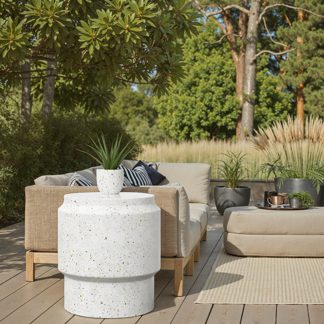 Barrel Indoor/Outdoor Concrete End Table