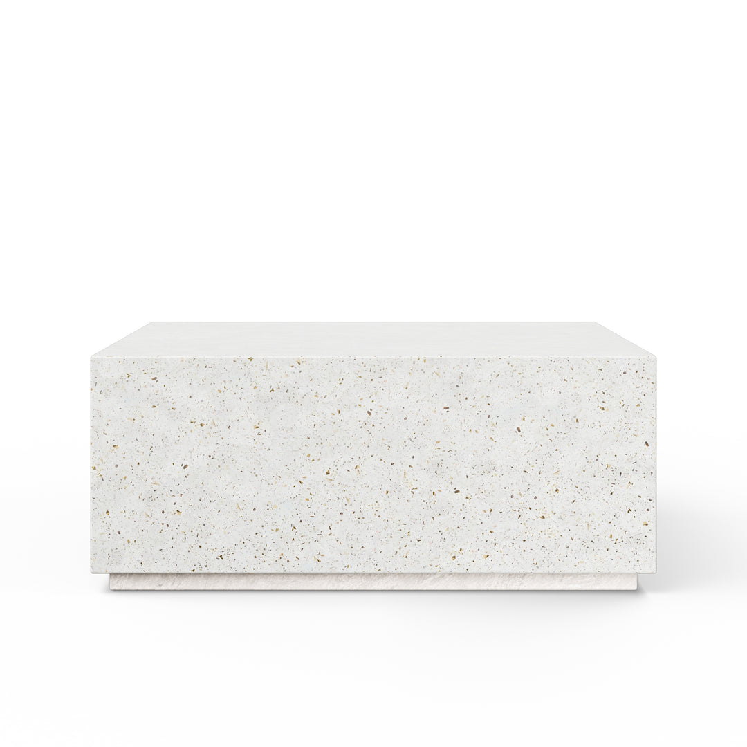 Bloc Square Indoor/Outdoor Concrete Coffee Table - Ivory Terrazzo