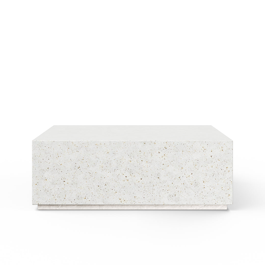 Bloc Square Indoor/Outdoor Concrete Coffee Table - Ivory Terrazzo