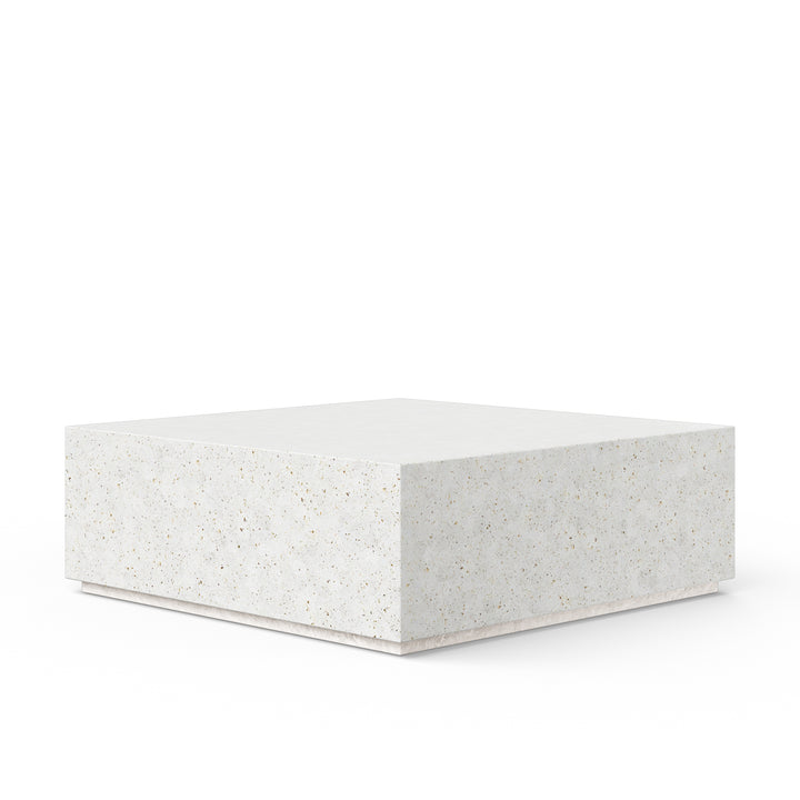 Bloc Square Indoor/Outdoor Concrete Coffee Table - Ivory Terrazzo