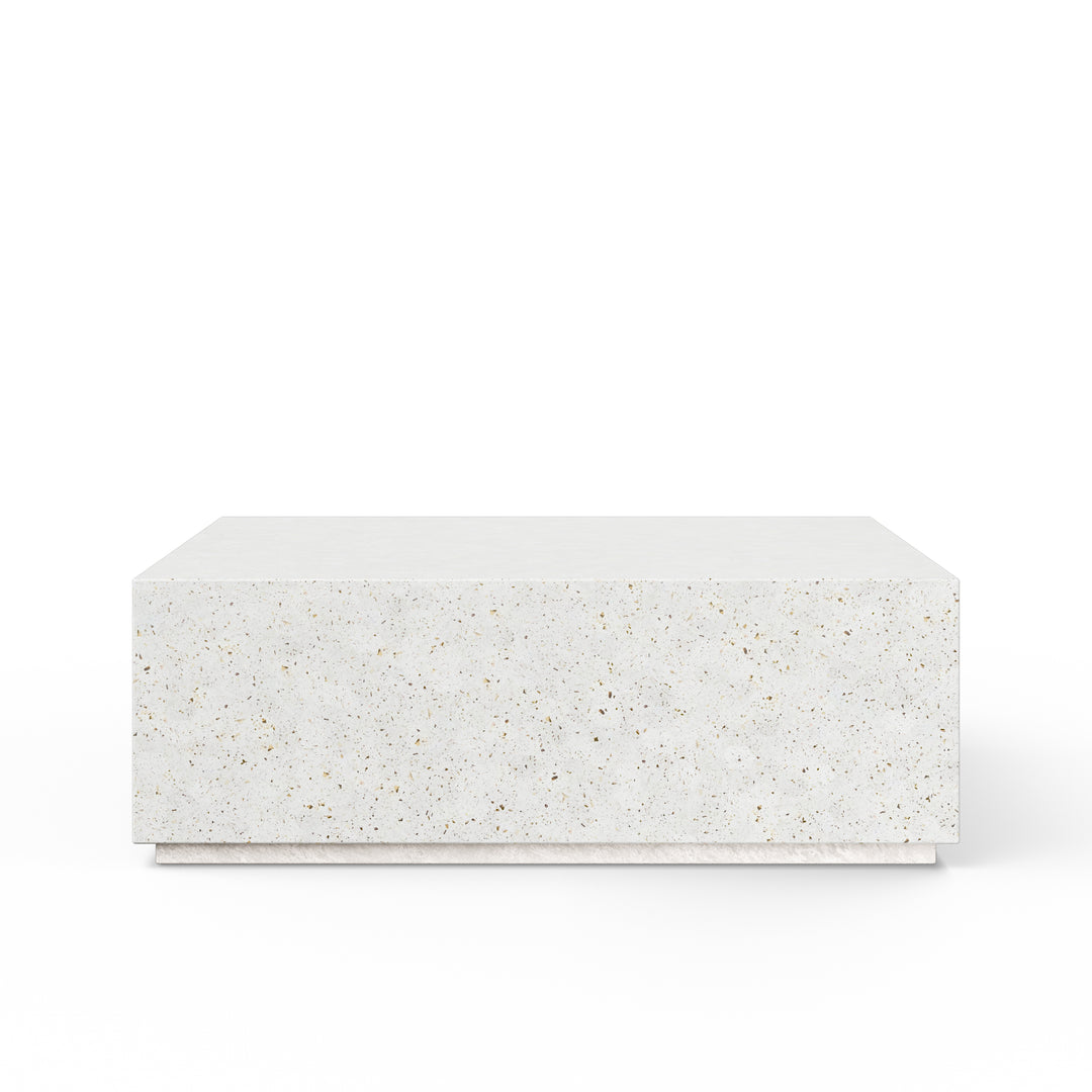 Bloc Square Indoor/Outdoor Concrete Coffee Table - Ivory Terrazzo